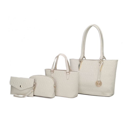 Havenly Women'S Tote Bag, Wristlet Pouch Purse, Vegan Leather Handbag 4Pcs Set by Mia K - Red